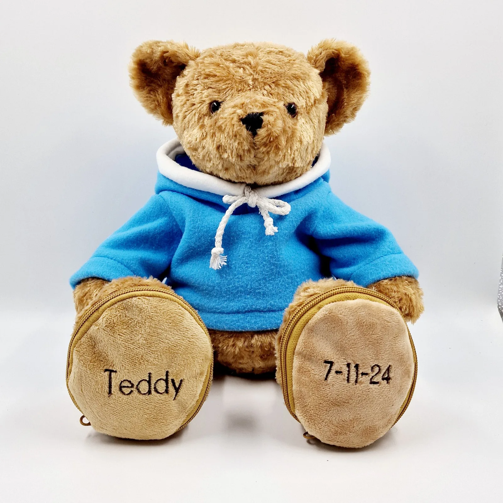 Ours en peluche avec sweat à capuche bleu